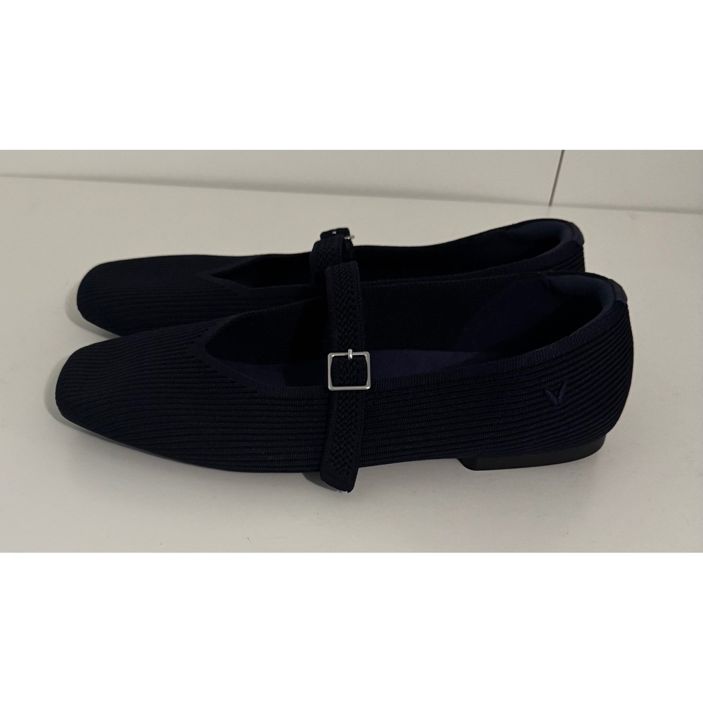 VIVAIA Margot Mary Jane Navy Blue Knit Square Toe Buckle Strap Flats Shoes 11 - Picture 9 of 11